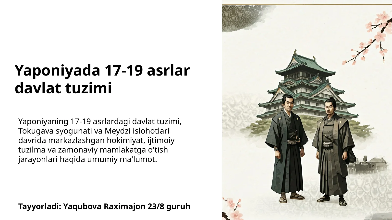 Syogunat tizimi va feodal davlat boshqaruvi tuzilishi