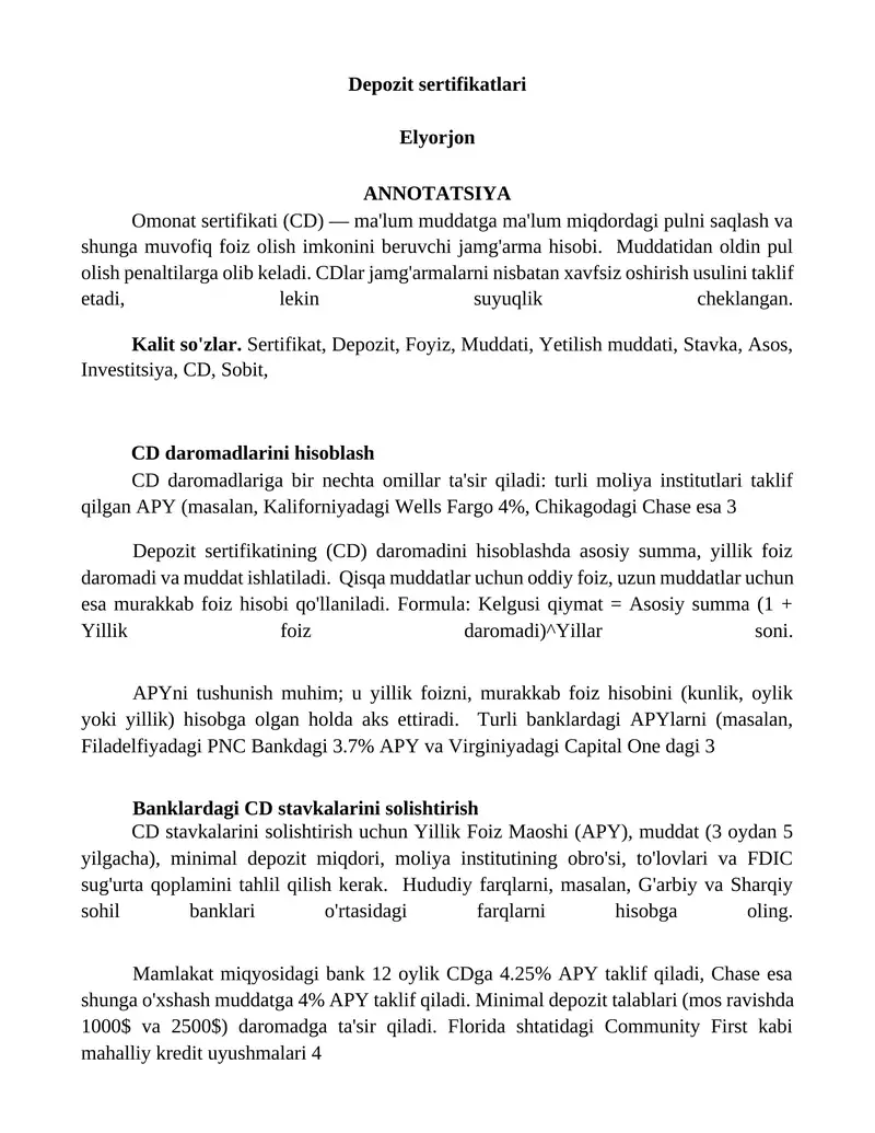 Depozit sertifikatlari