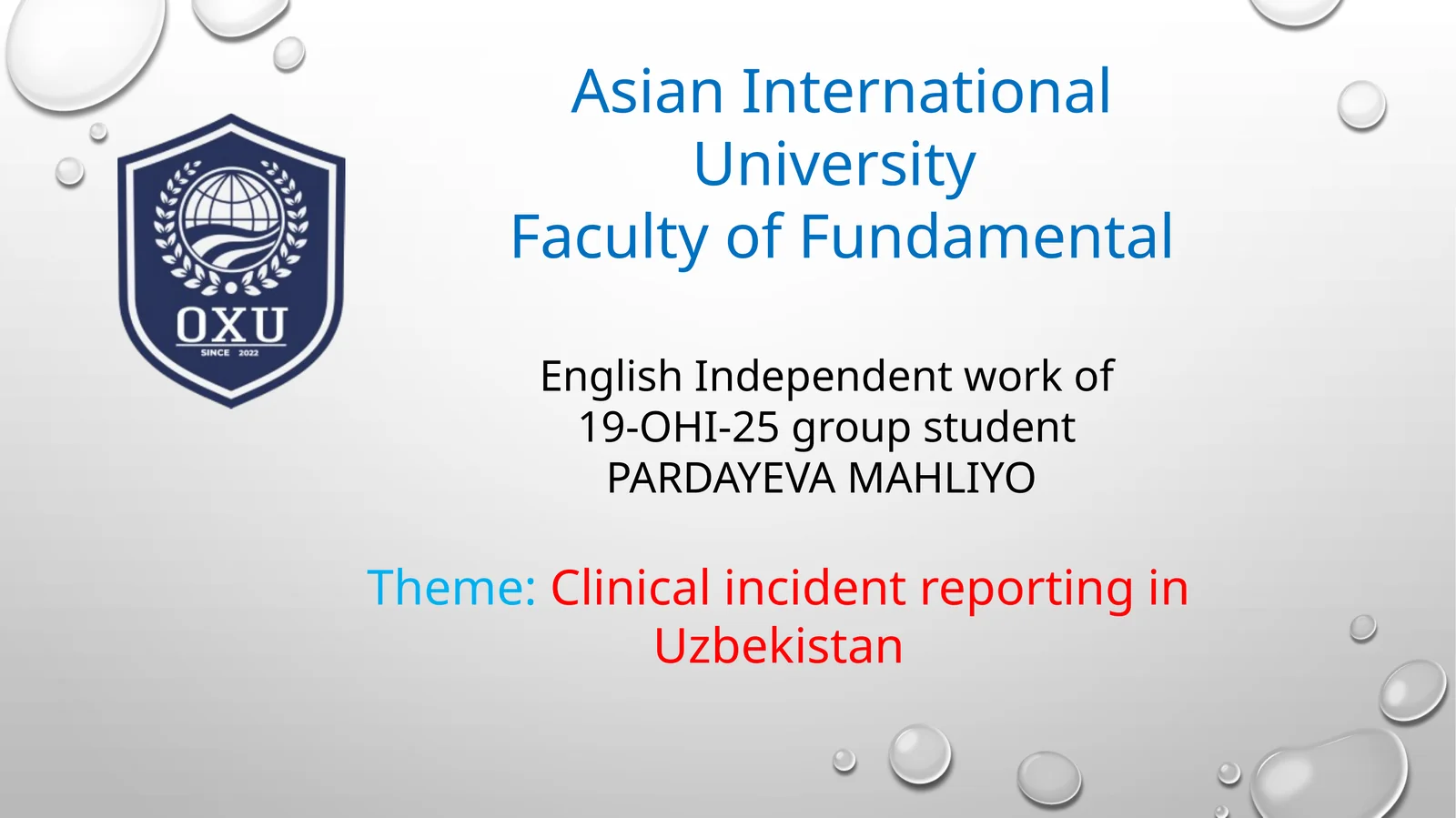Clinical incident reporting in Uzbekistan