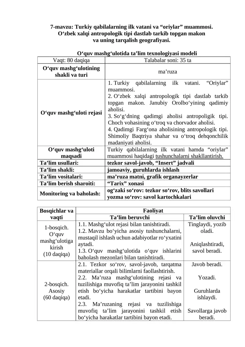 Turkiy qabilalarning ilk vatani va “oriylar” muammosi