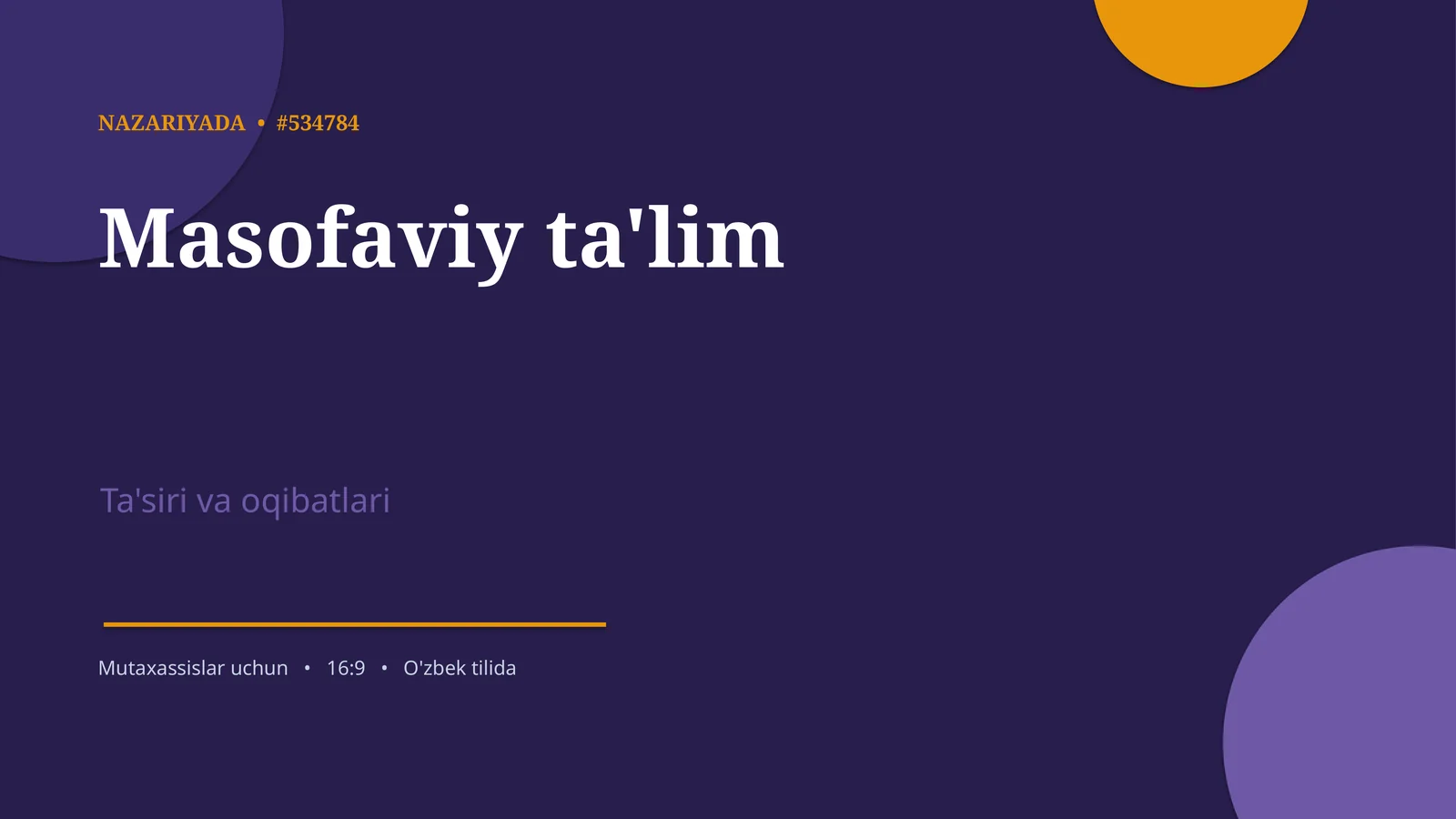 Masofaviy Ta'lim