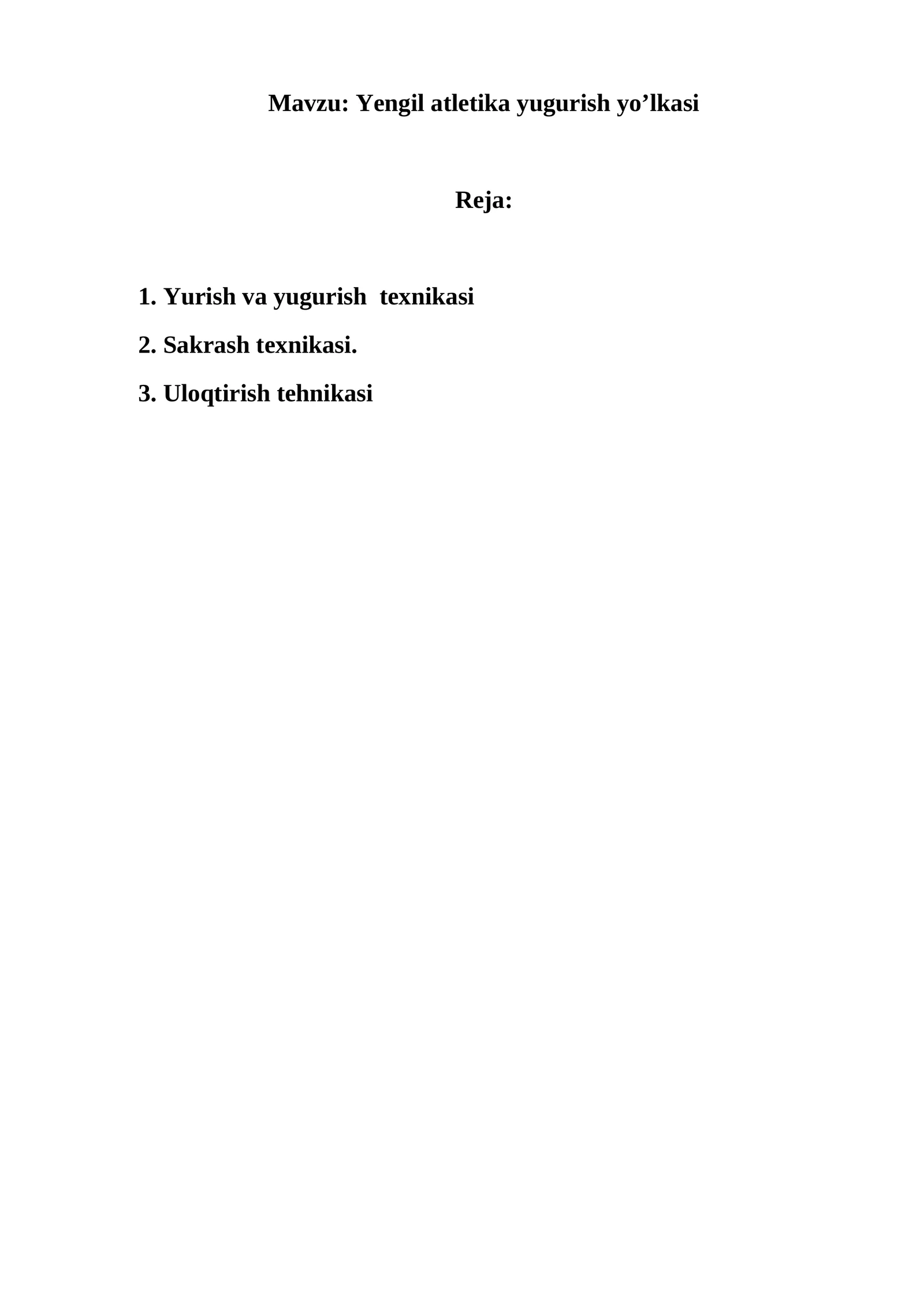 Yengil atletika yugurish yo’lkasi