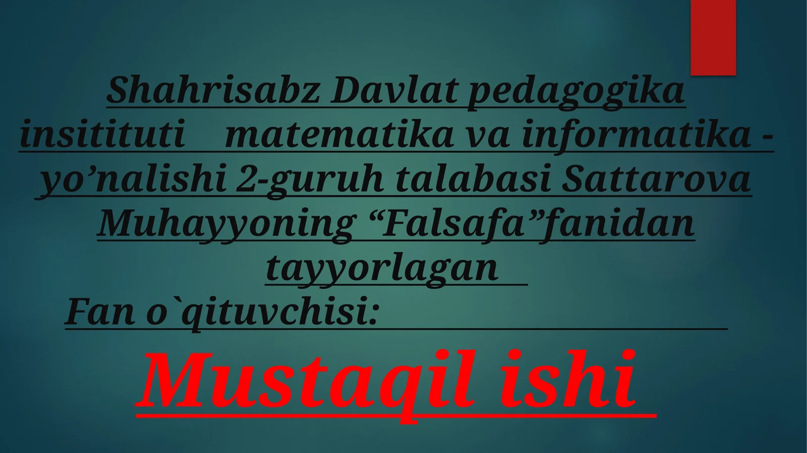 Xulosa chiqarishning tuzulishi