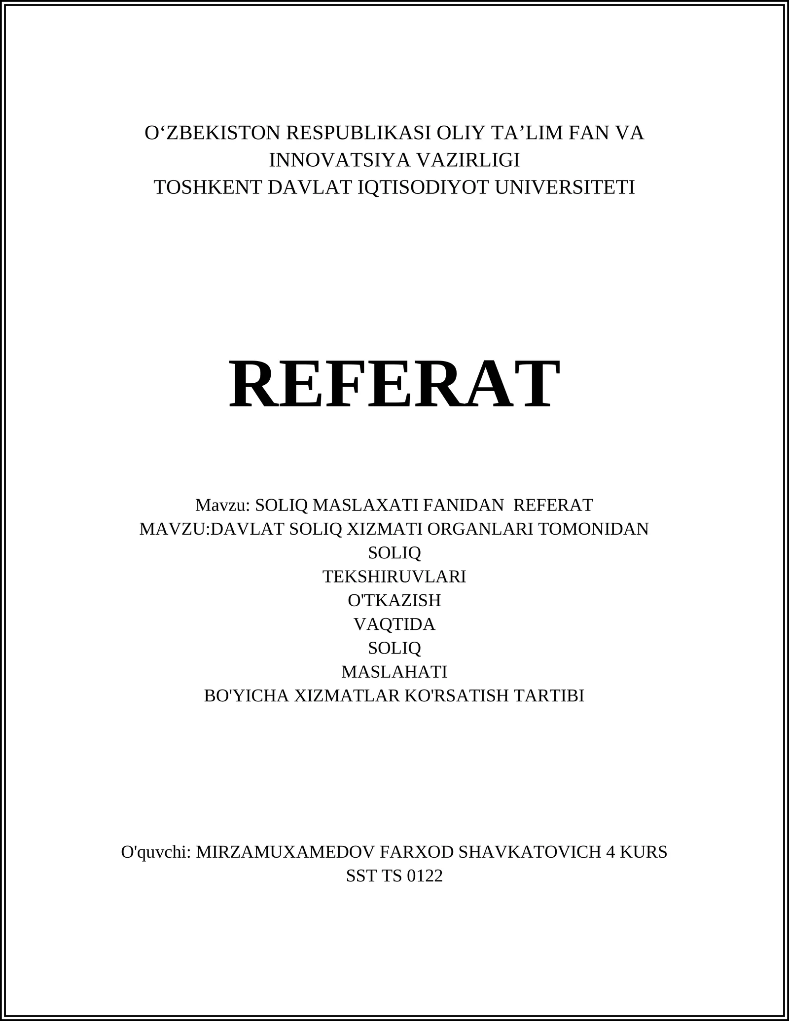 SOLIQ MASLAXATI FANIDAN REFERAT