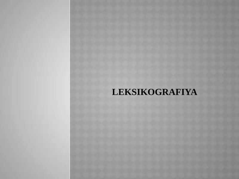 Leksikografiya