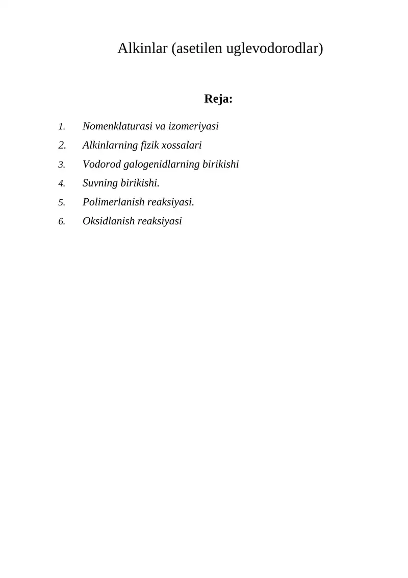 Alkinlar (asetilen uglevodorodlar)