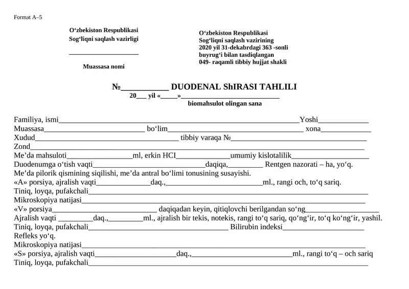 DUODENAL ShIRASI TAHLILI