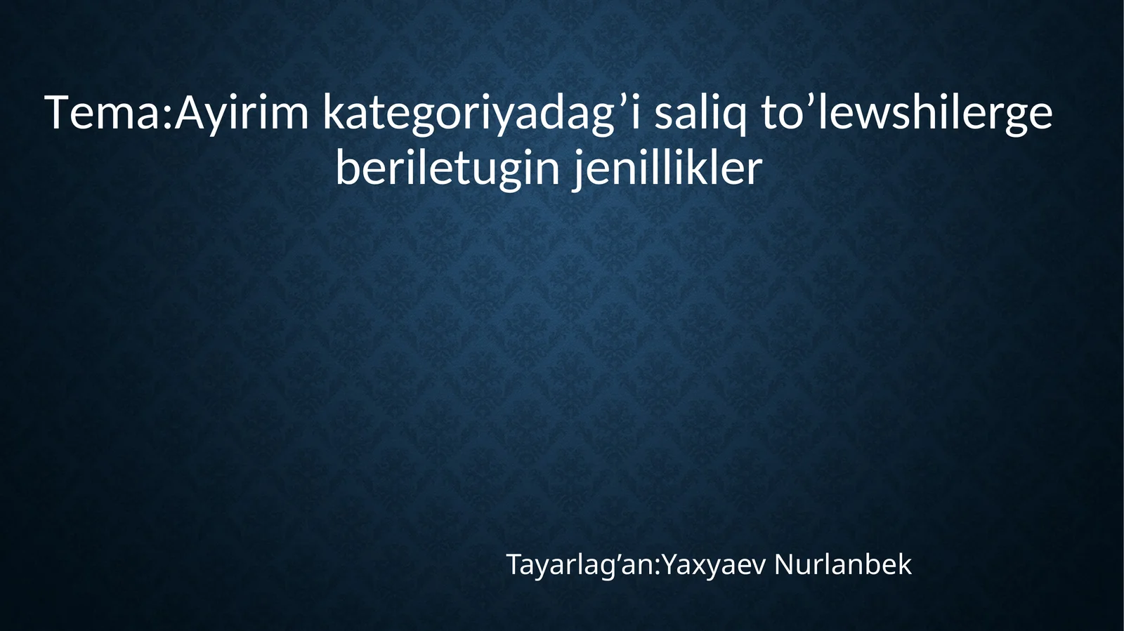 Ayirim kategoriyada g'isaliq to'lew shilergeberiletugin jenillikler