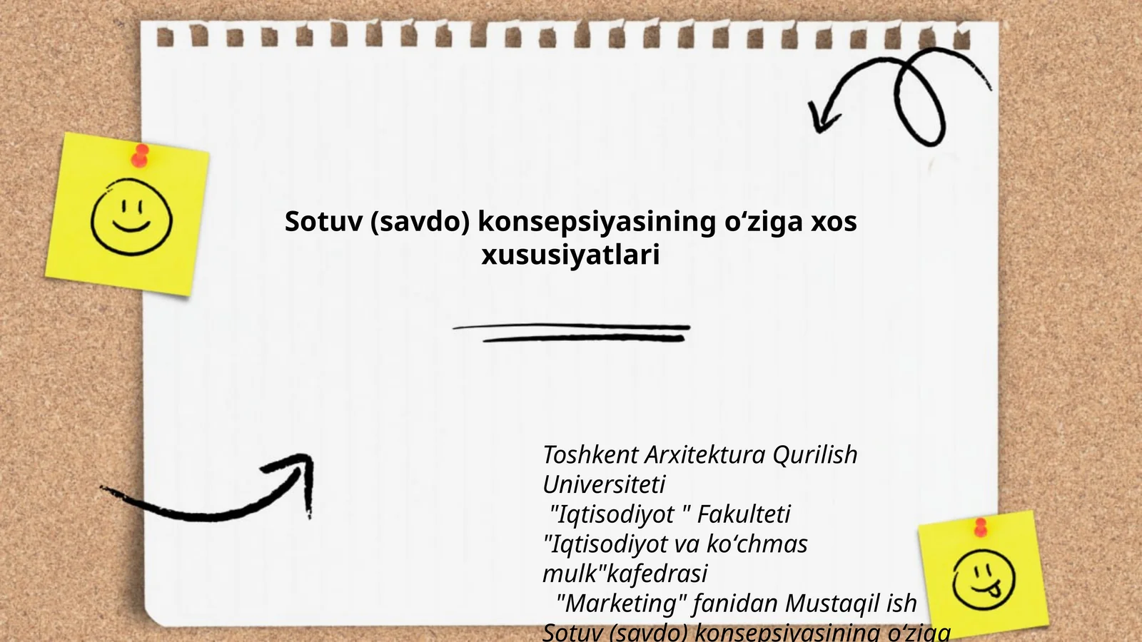 Sotuv (savdo) konsepsiyasining oʻziga xos xususiyatlari