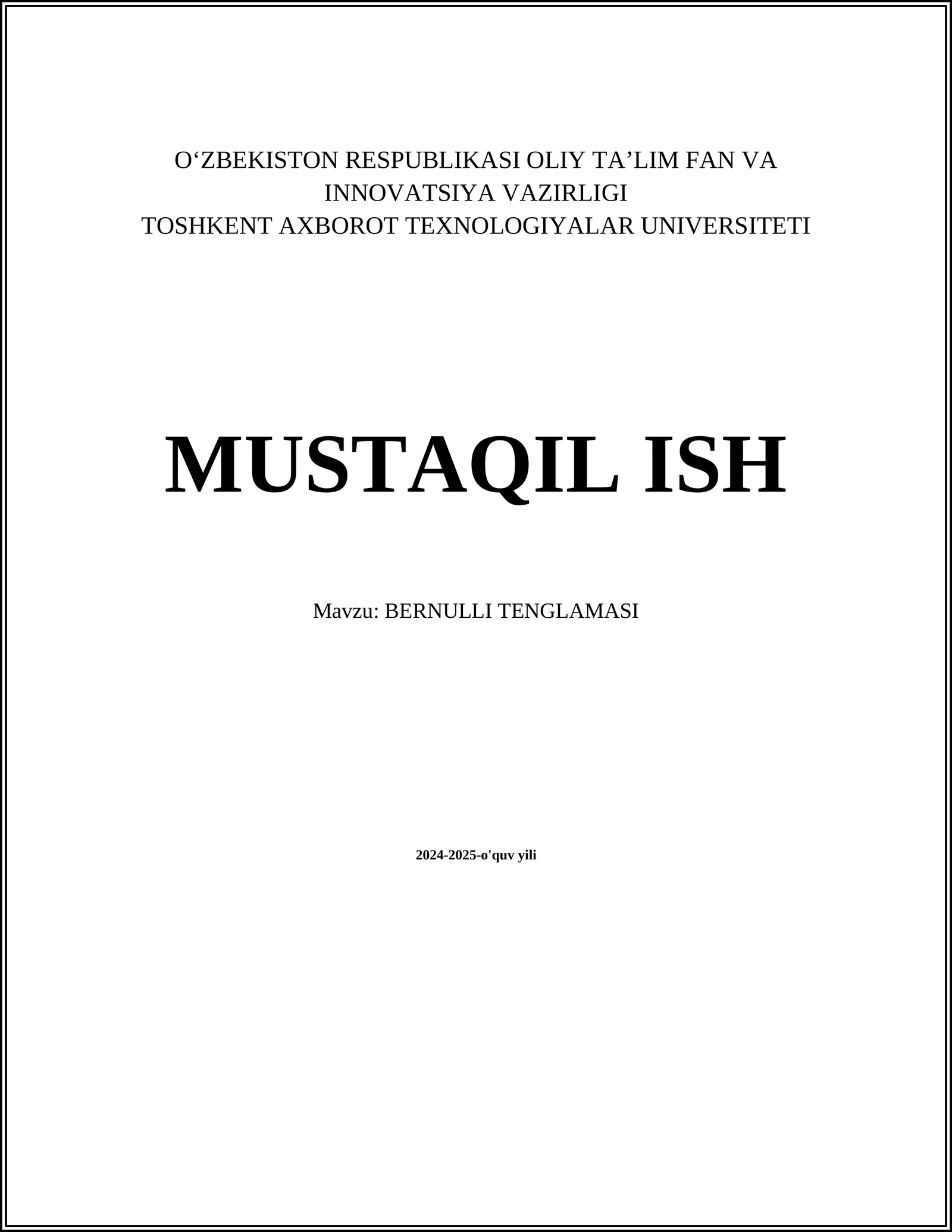 BERNULLI TENGLAMASI