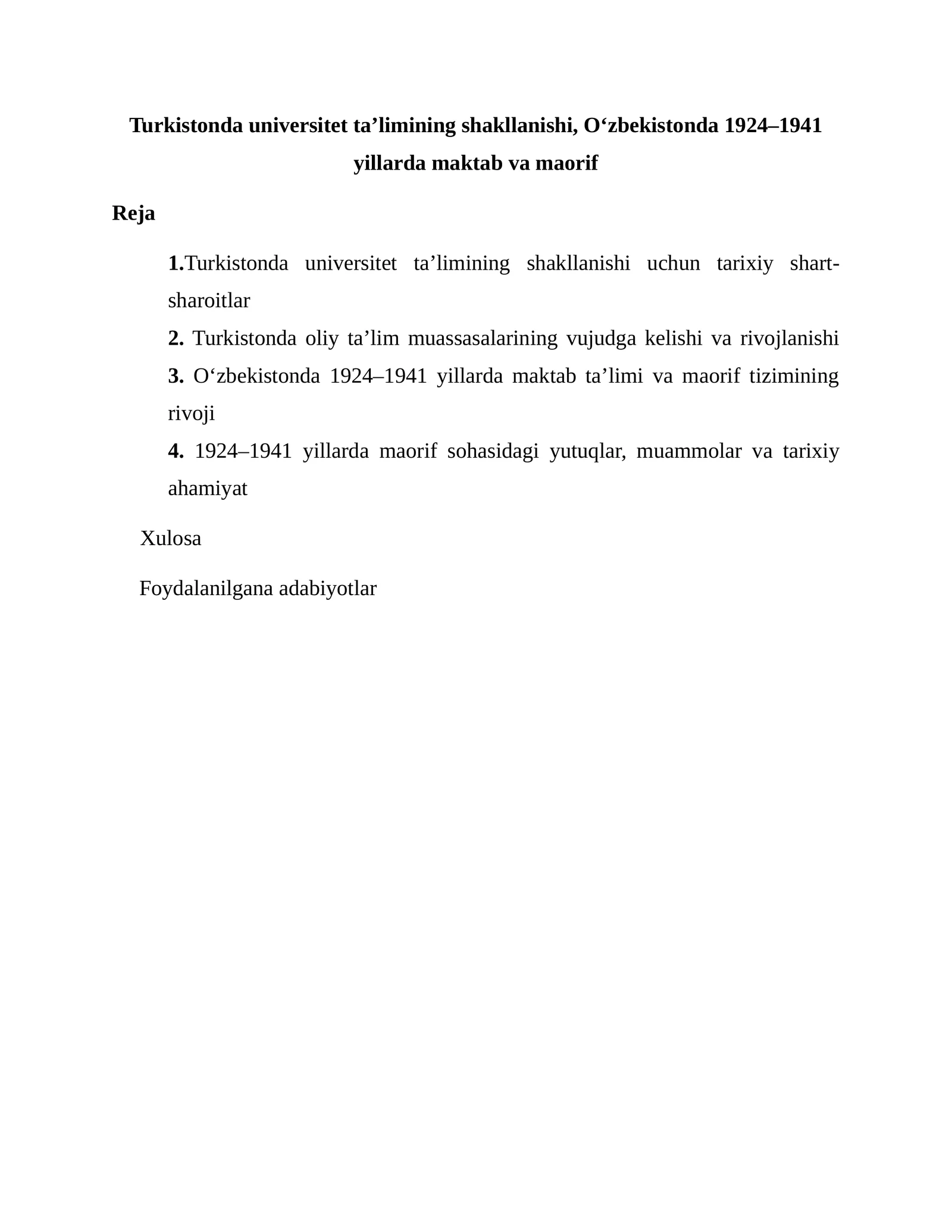 O‘zbekistonda 1924–1941 yillarda maktab va maorif