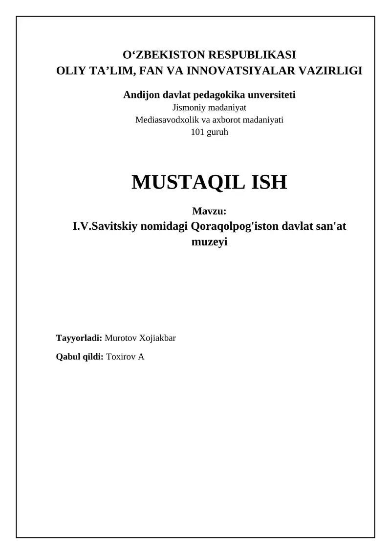 I.V.Savitskiy nomidagi Qoraqolpog'iston davlat san'at muzeyi