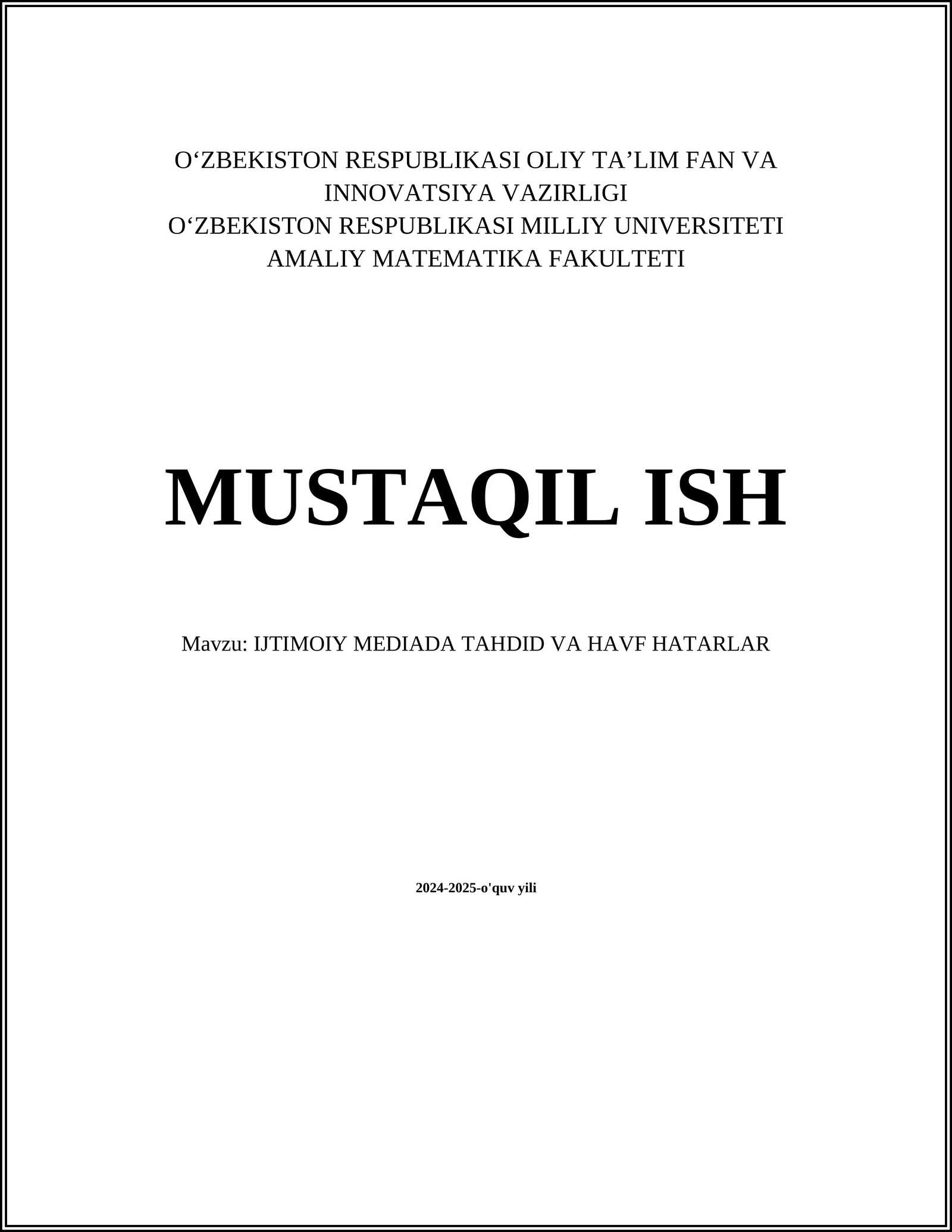IJTIMOIY MEDIADA TAHDID VA HAVF HATARLAR