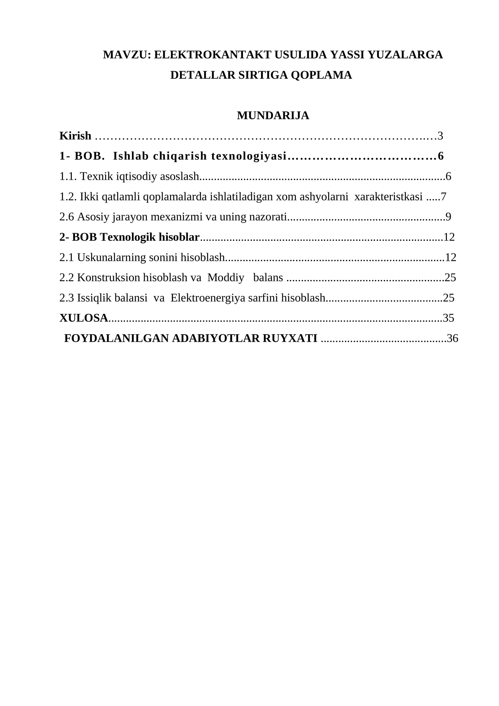 ELEKTROKANTAKT USULIDA YASSI YUZALARGA DETALLAR SIRTIGA QOPLAMA
