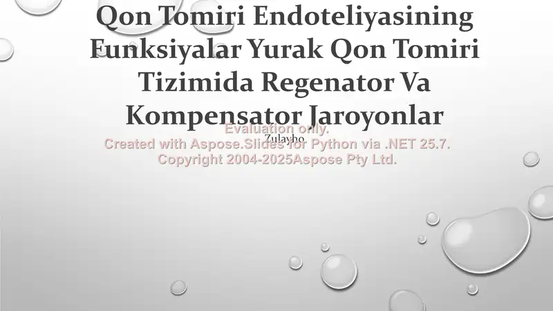 Qon Tomiri Endoteliyasining Funksiyaları: Yurak-qon Tomir Tizimida Regenerativ va Kompensator Jarayonlar