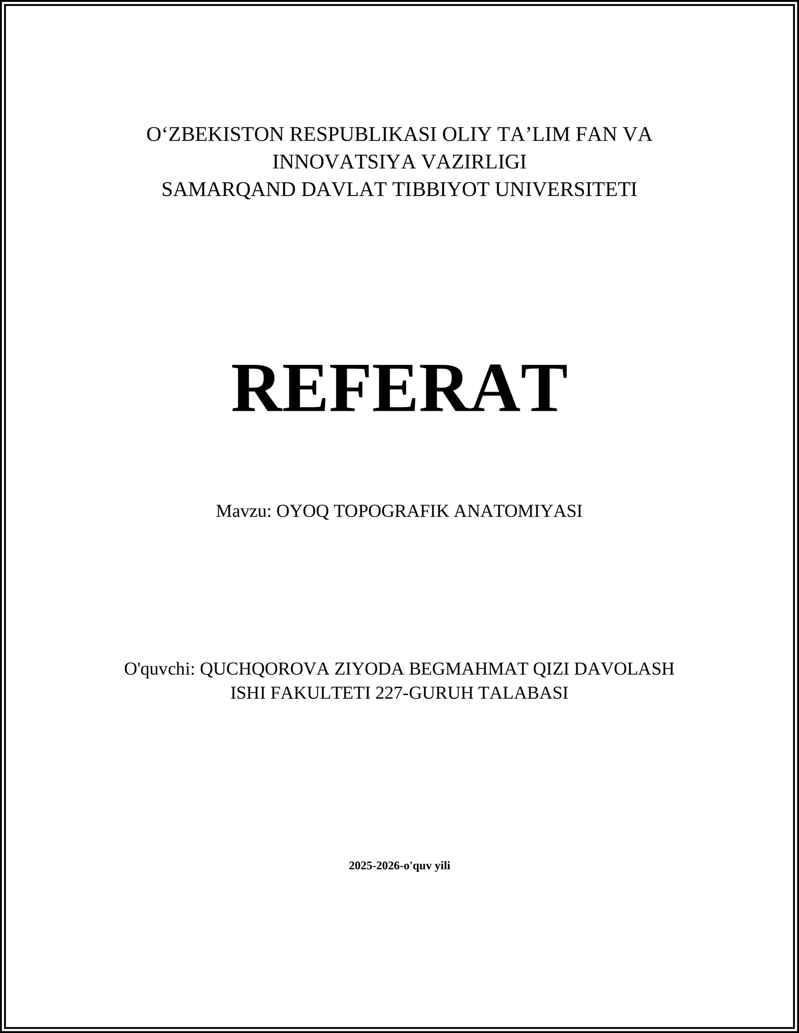 OYOQ TOPOGRAFIK ANATOMIYASI