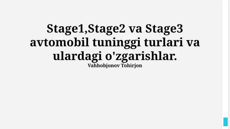 1-bosqich Tuning: Transmissiya O'zgarishlari