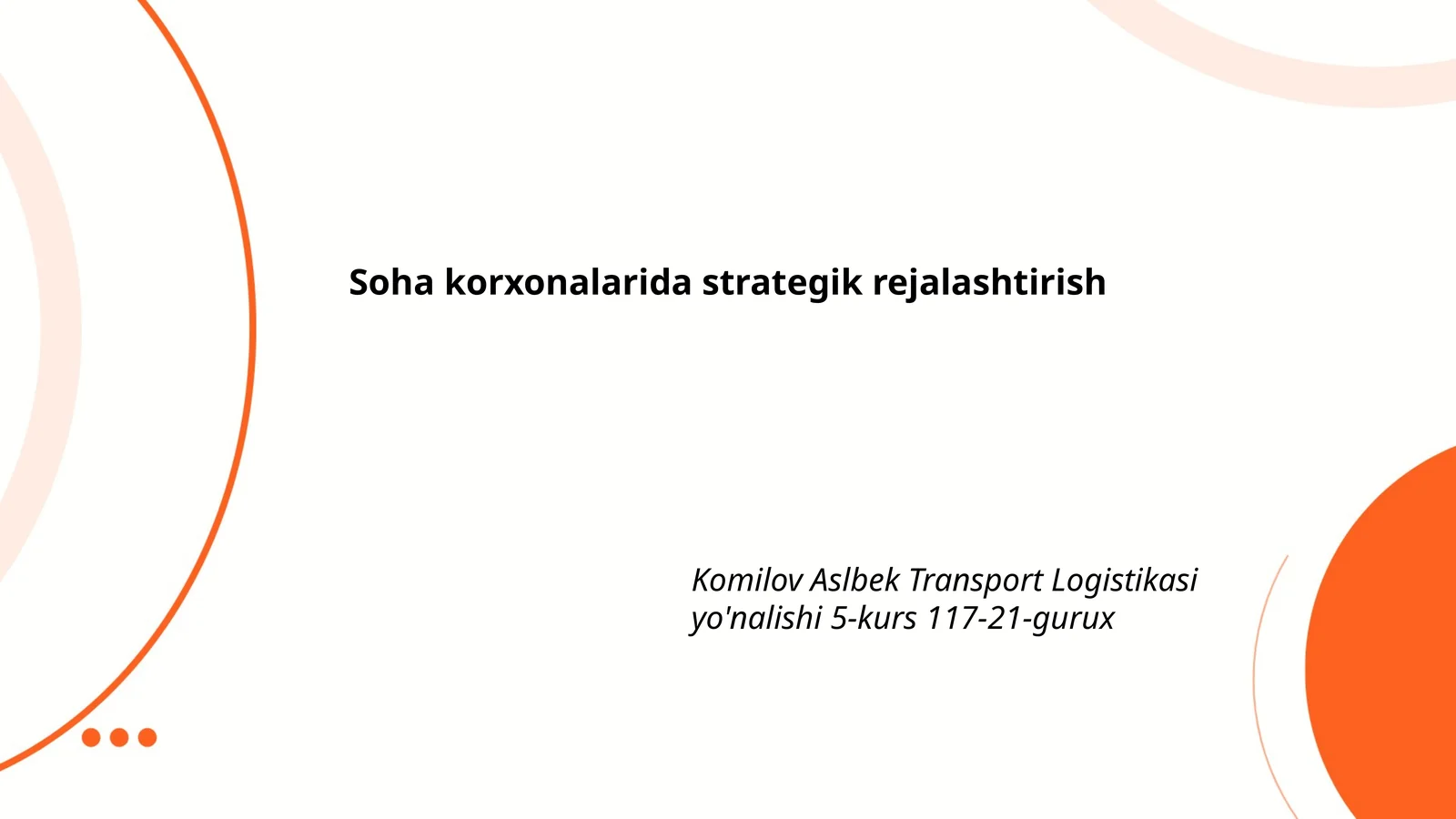 Soha korxonalarida strategik rejalashtirish