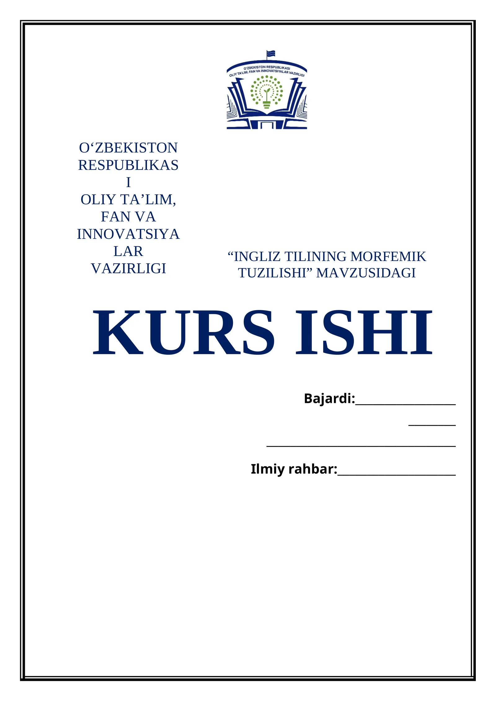 INGLIZ TILINING MORFEMIK TUZILISHI