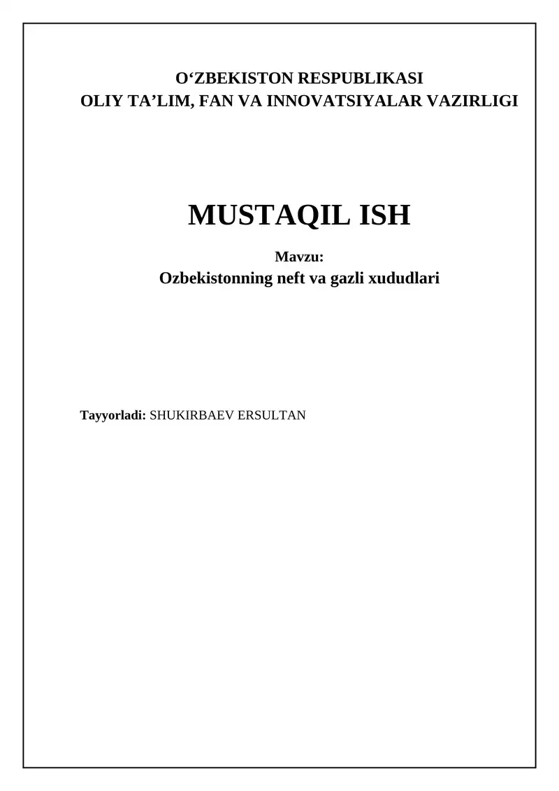 Ozbekistonning neft va gazli xududlari