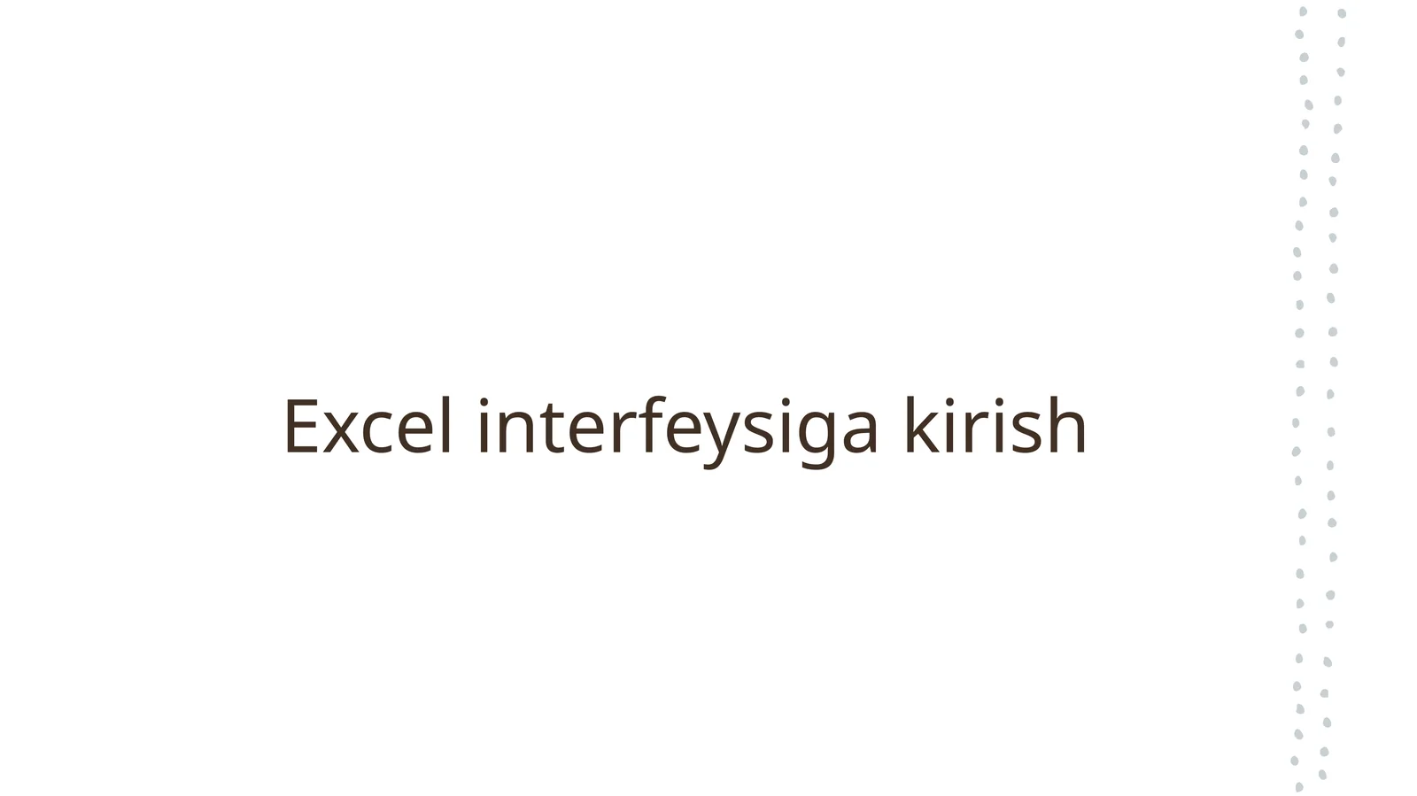 Excel interfeysiga kirish