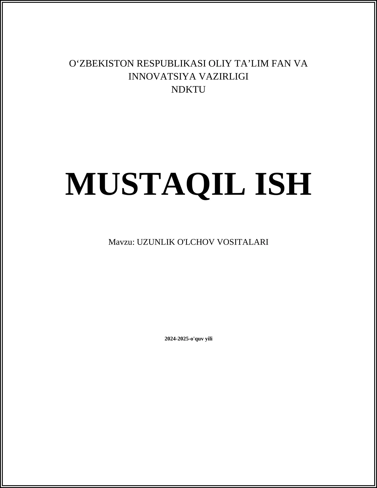 UZUNLIK O'LCHOV VOSITALARI