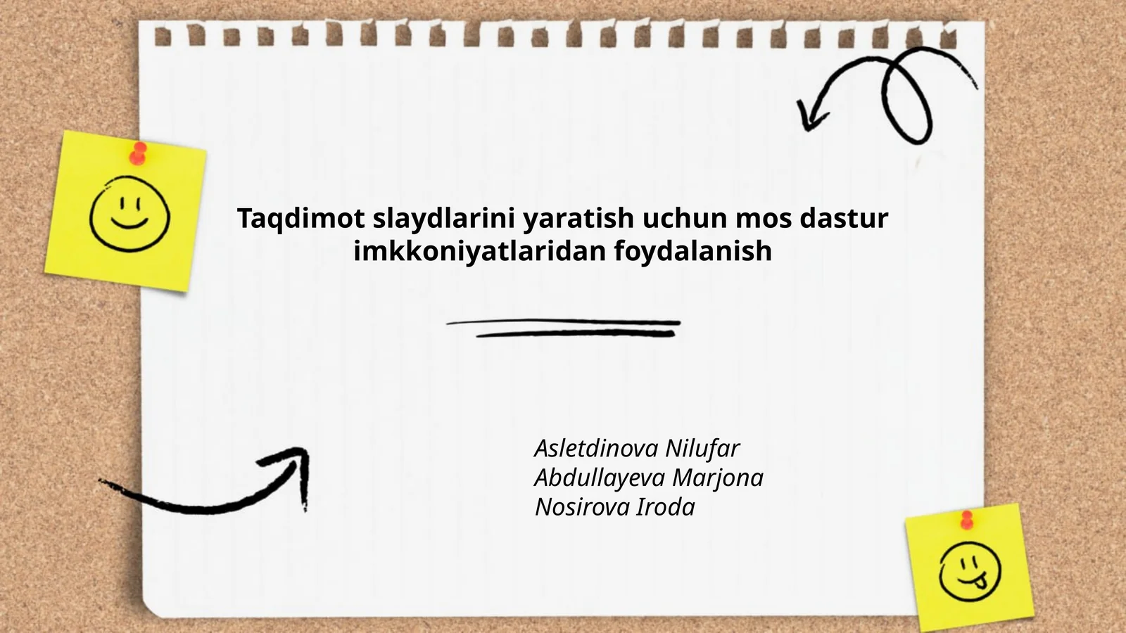 Taqdimot slaydlarini yaratish uchun mos dastur imkkoniyatlaridan foydalanish