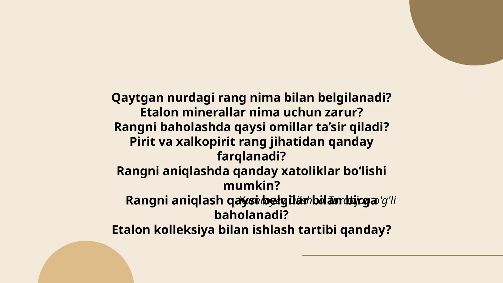 Etalon minerallar va rang