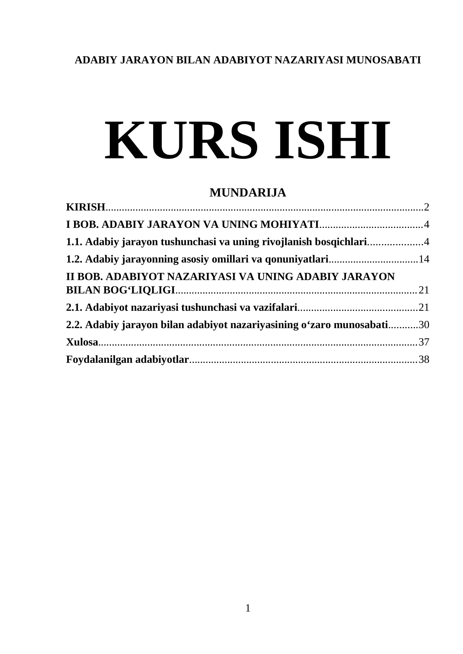 ADABIY JARAYON BILAN ADABIYOT NAZARIYASI MUNOSABATI.