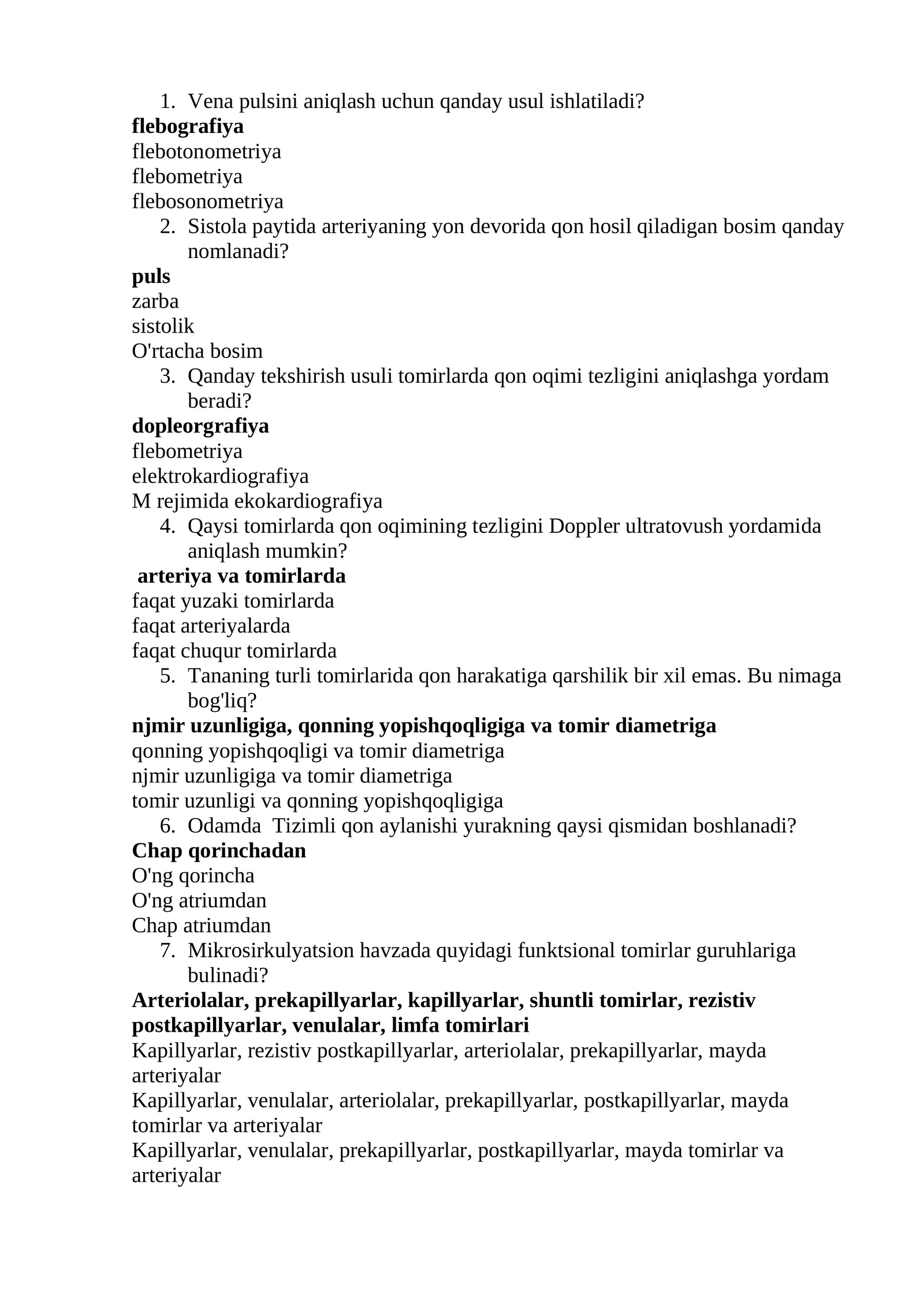 Vena pulsini aniqlash uchun usullar