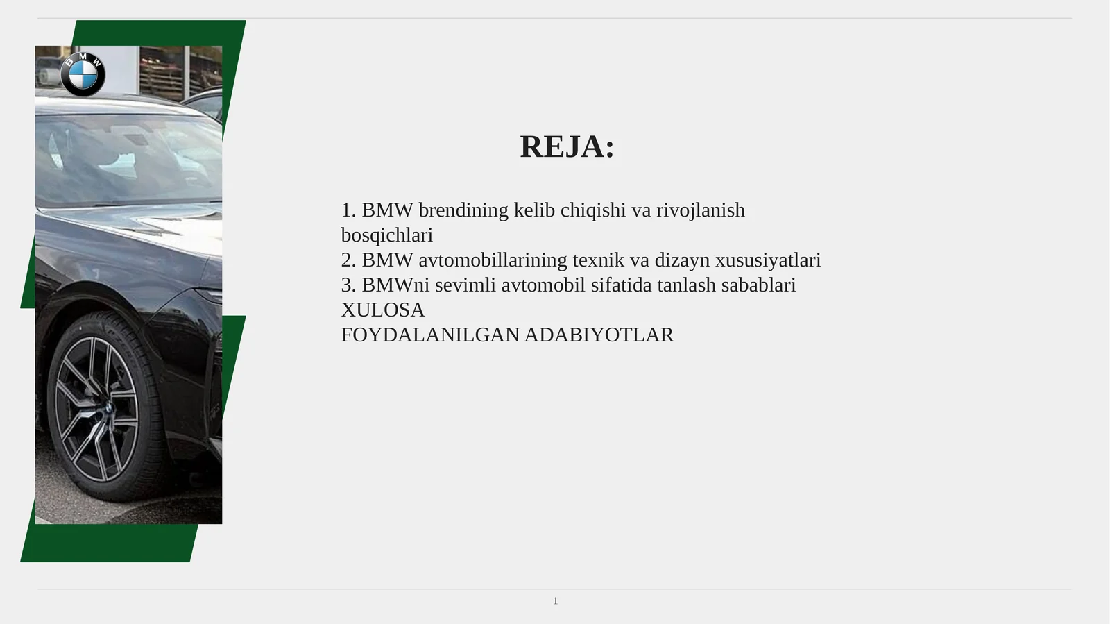 BMW avtomobillarining texnik va dizayn xususiyatlari