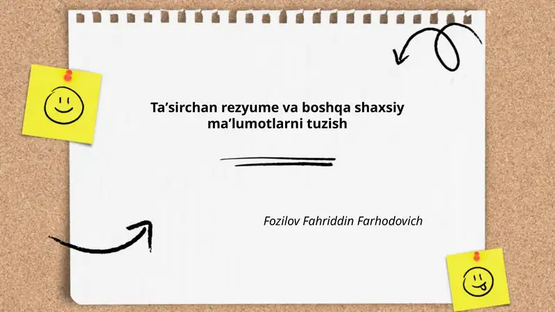 Taʼsirchan rezyume va boshqa shaxsiy maʼlumotlarni tuzish