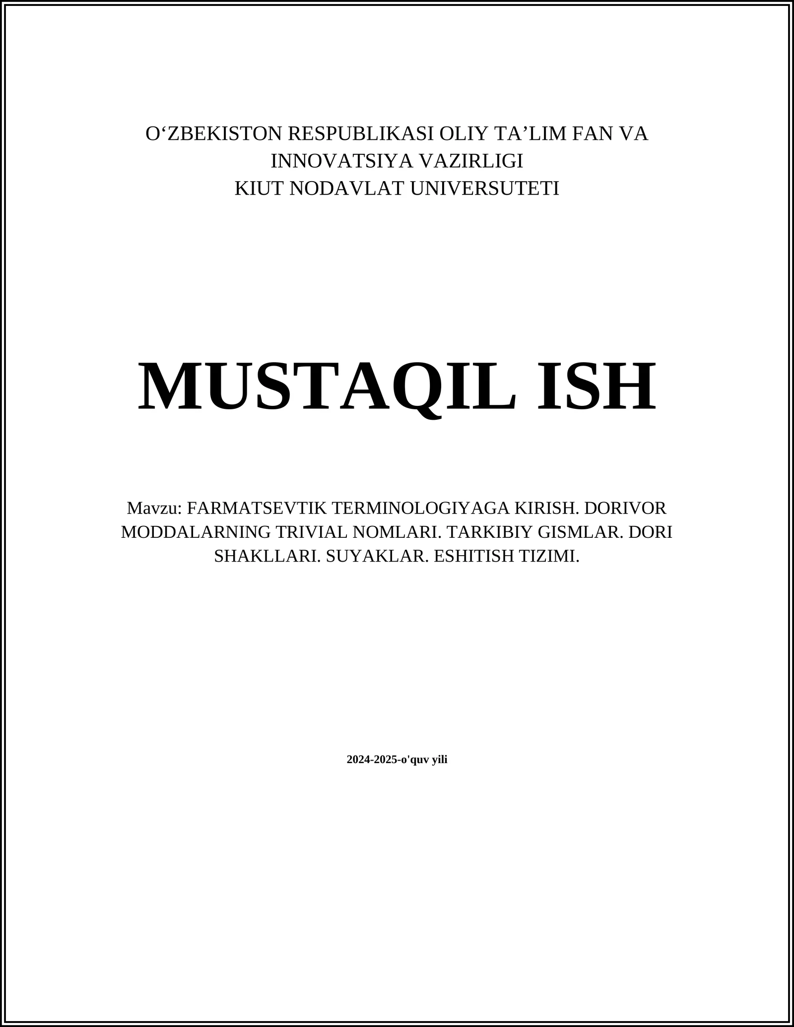 Farmatsevtik terminologiyaga kirish