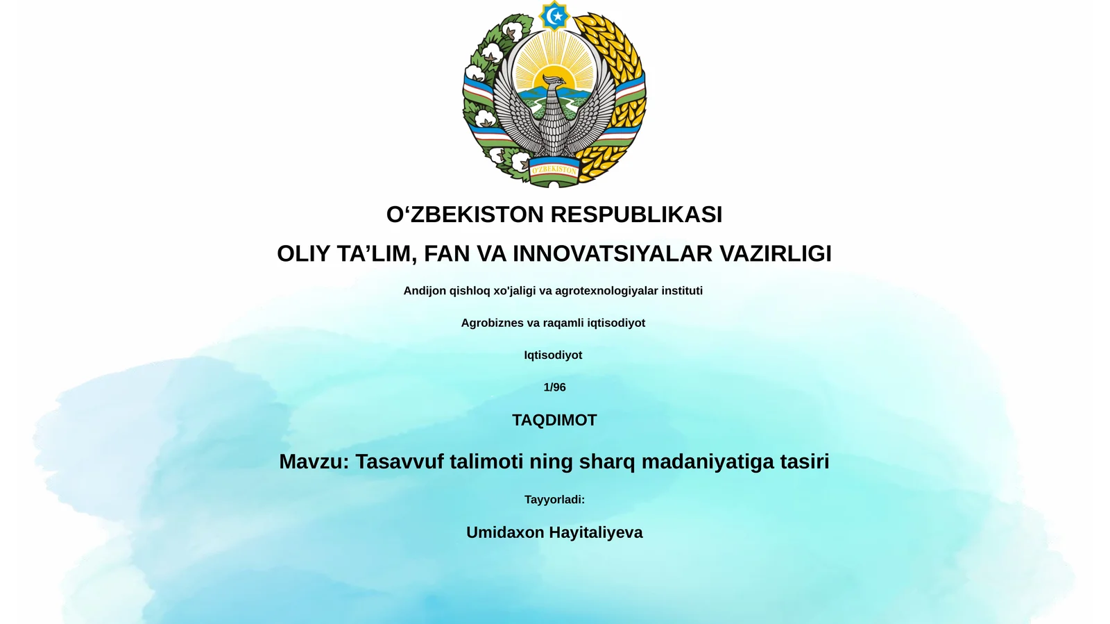 Tasavvuf talimoti ning sharq madaniyatiga tasiri