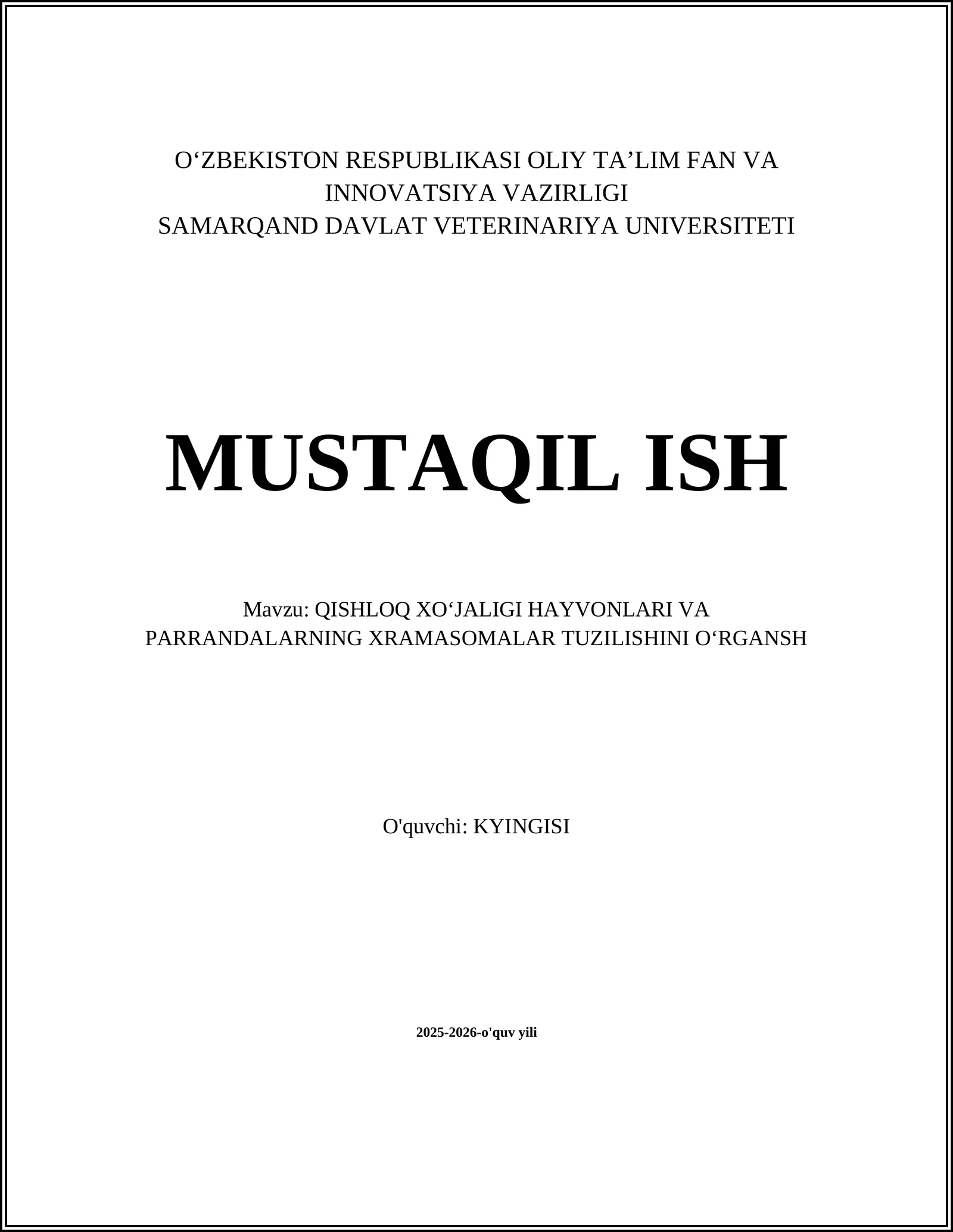 Qishloq xoʻjaligi hayvonlari va parrandalarda xromosoma tuzilishi va komponentlari
