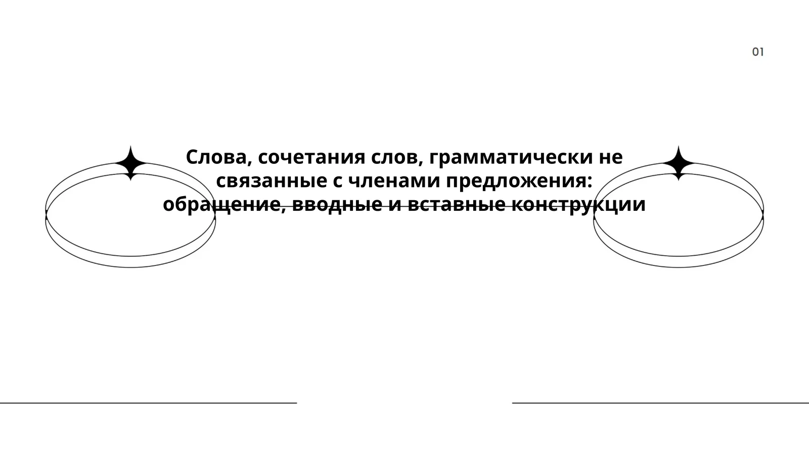 Слова, сочетания слов, грамматически не связанные с членами предложения: обращение, вводные и вставные конструкции