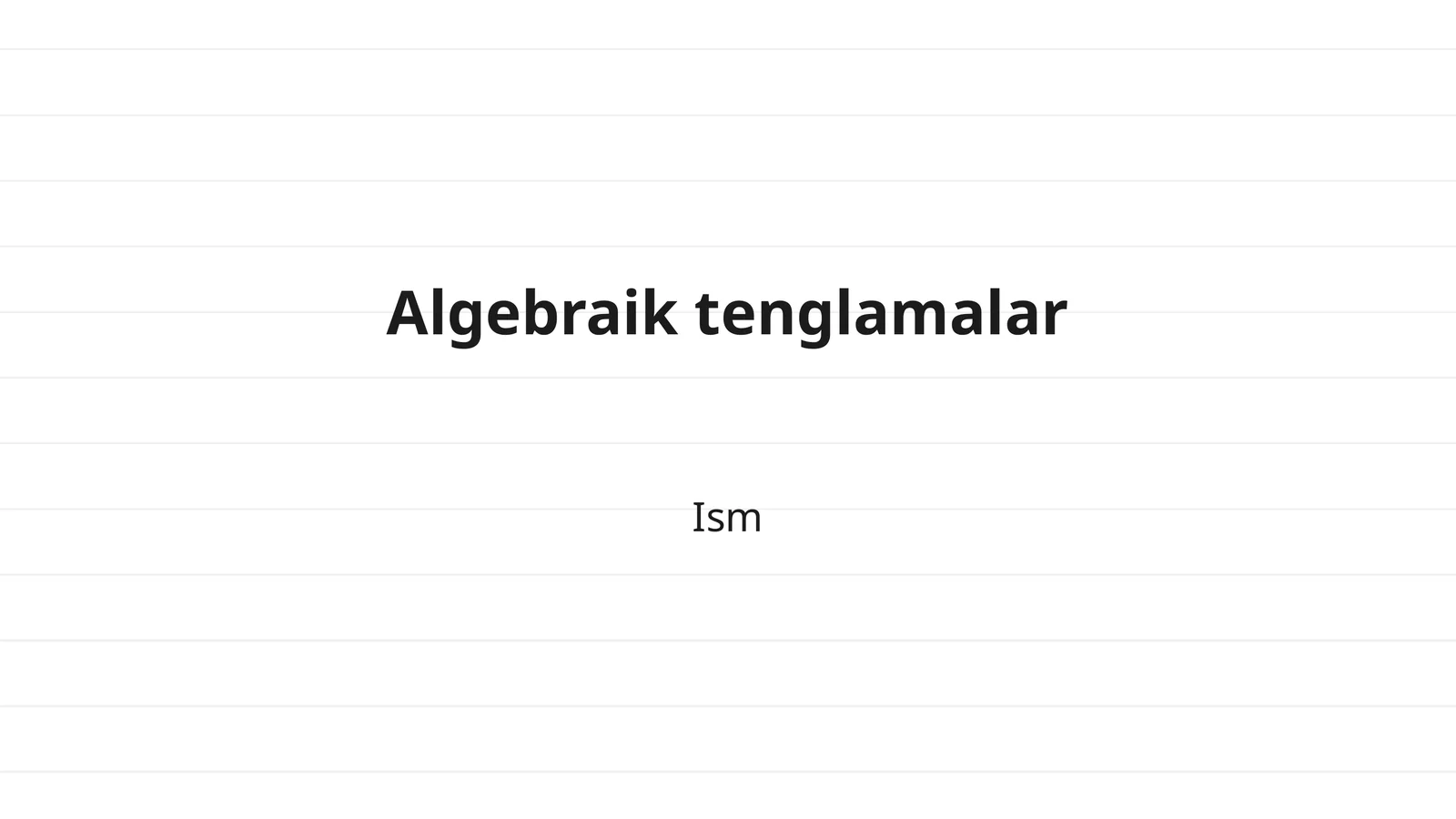 Algebraik tenglamalar