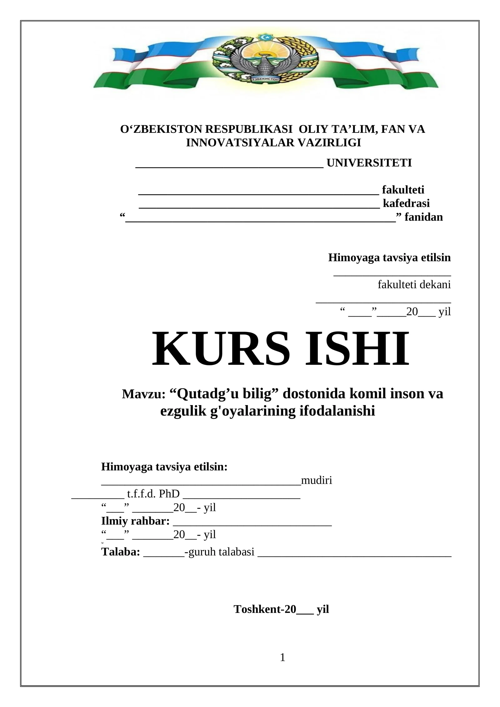 Komil Inson Rasm “Qutadg’u bilig” dostonida komil inson va ezgulik g'oyalarining ...