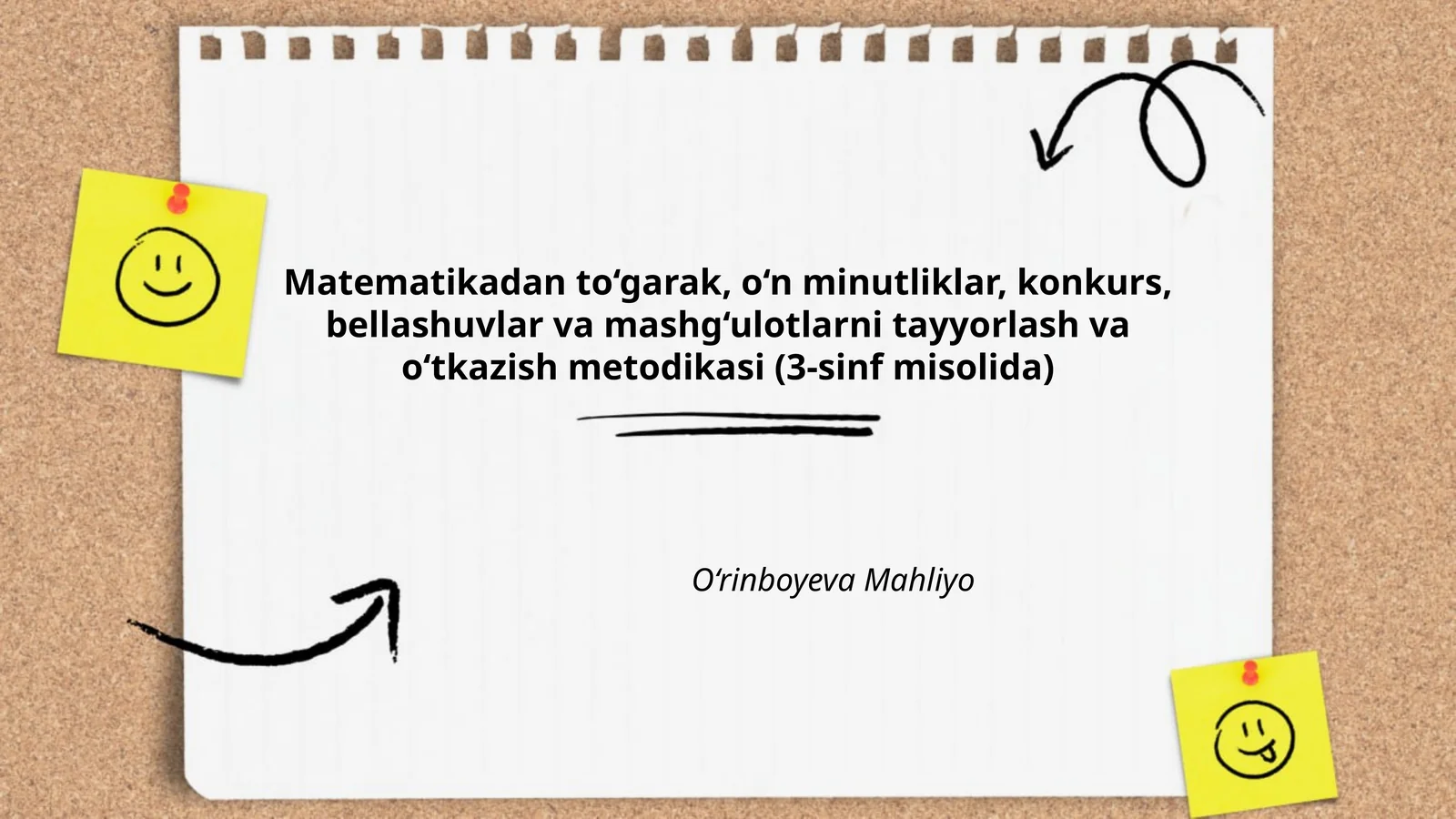 Matematikadan to‘garak, o‘n minutliklar, konkurs, bellashuvlar va mashg‘ulotlarni tayyorlash va o‘tkazish metodikasi (3-sinf misolida)