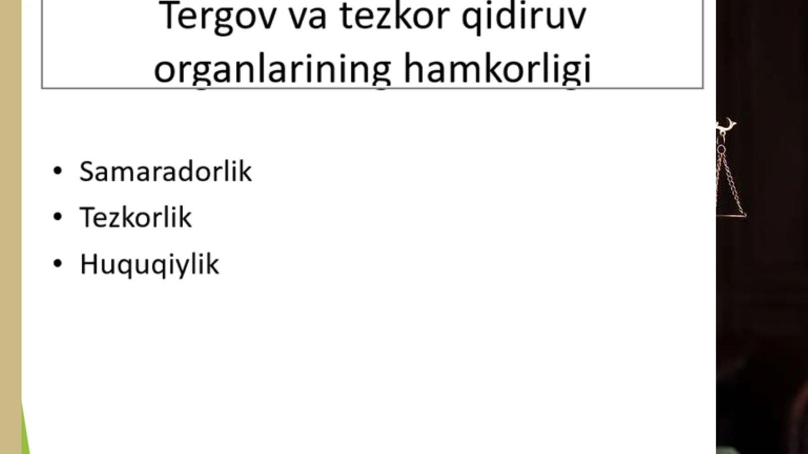 TERGOV VA TEZKOR QIDIRUV ORGANLARINING O’ZARO HAMKORLIGI