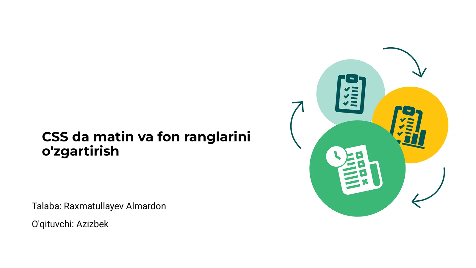 CSS da matin va fon ranglarini o'zgartirish