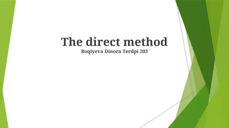 Direct Online Method The direct method