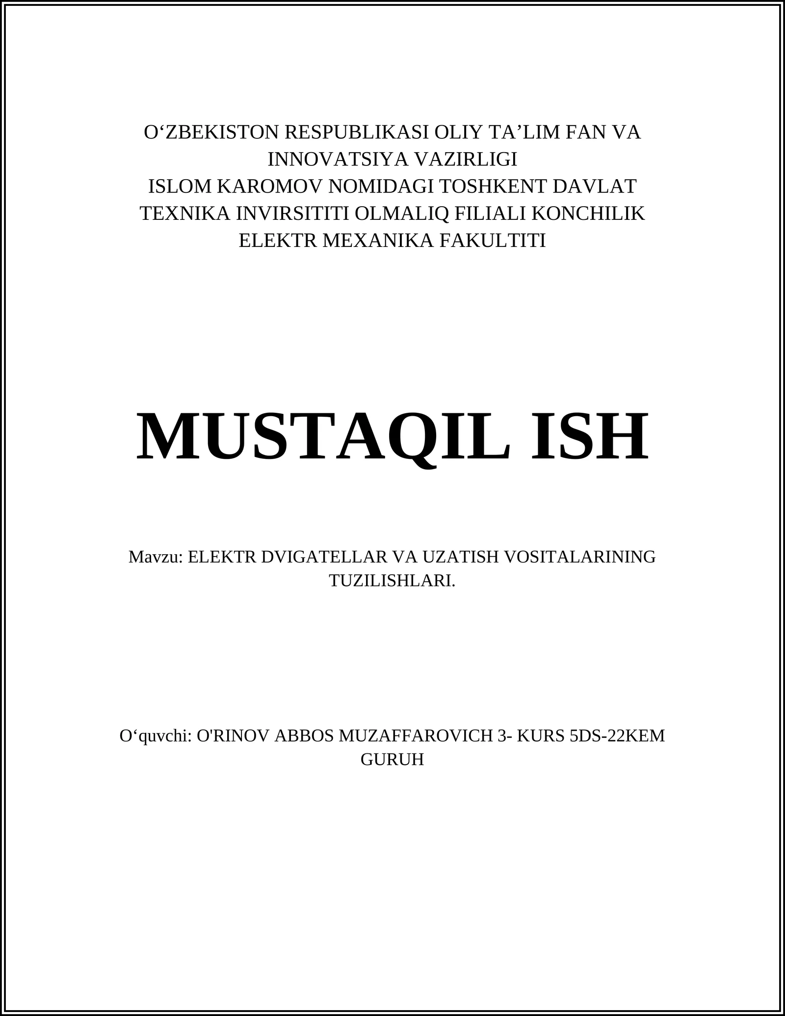 Elektr dvigatellarining asosiy turlari