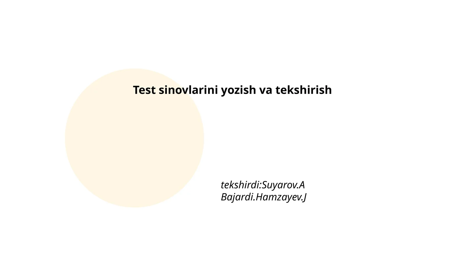 Test sinovlarini rejalashtirish