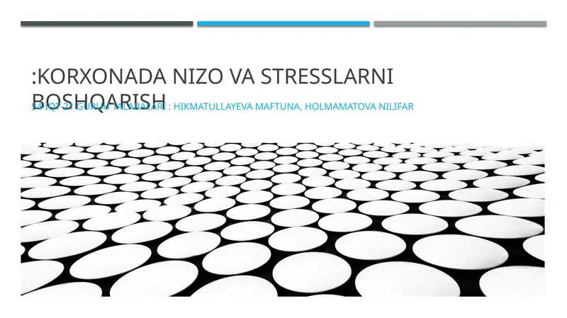 Nizo va stresslarni boshqarish