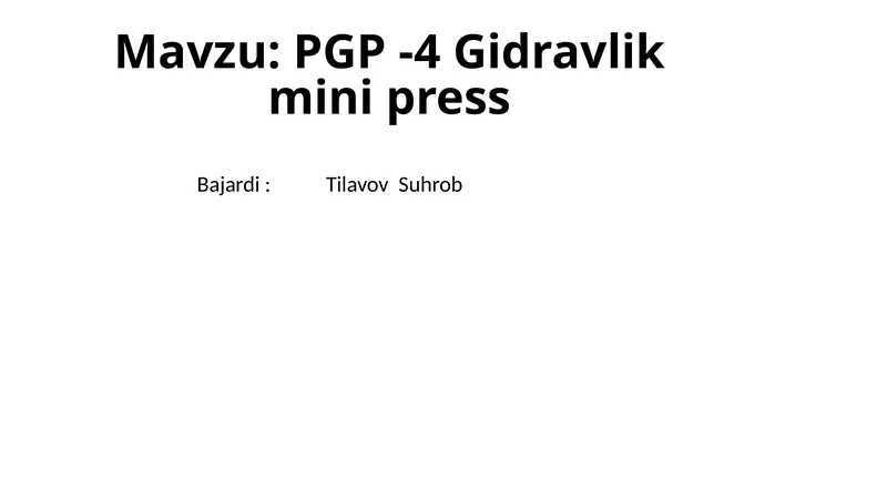 PGP -4Gidravlikmini press