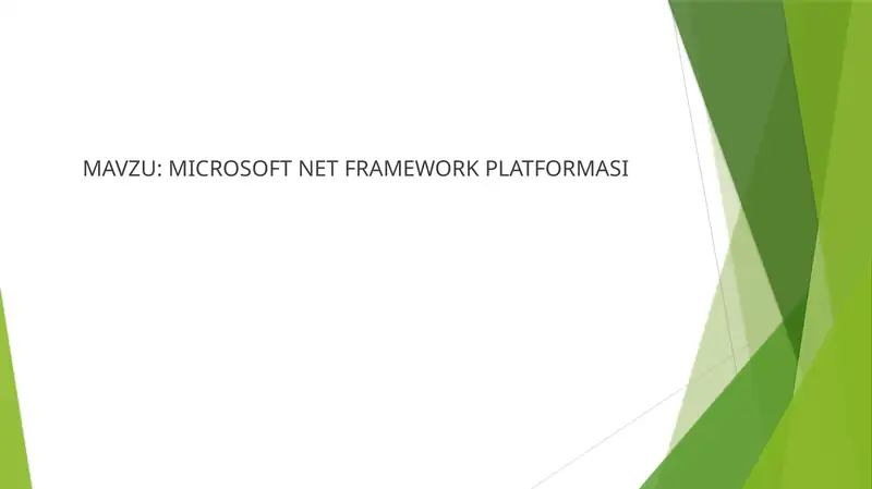 MICROSOFT NET FRAMEWORK PLATFORMASI