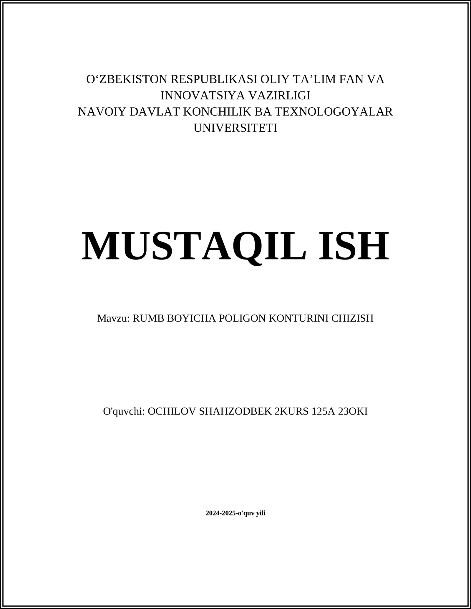 RUMB BOYICHA POLIGON KONTURINI CHIZISH
