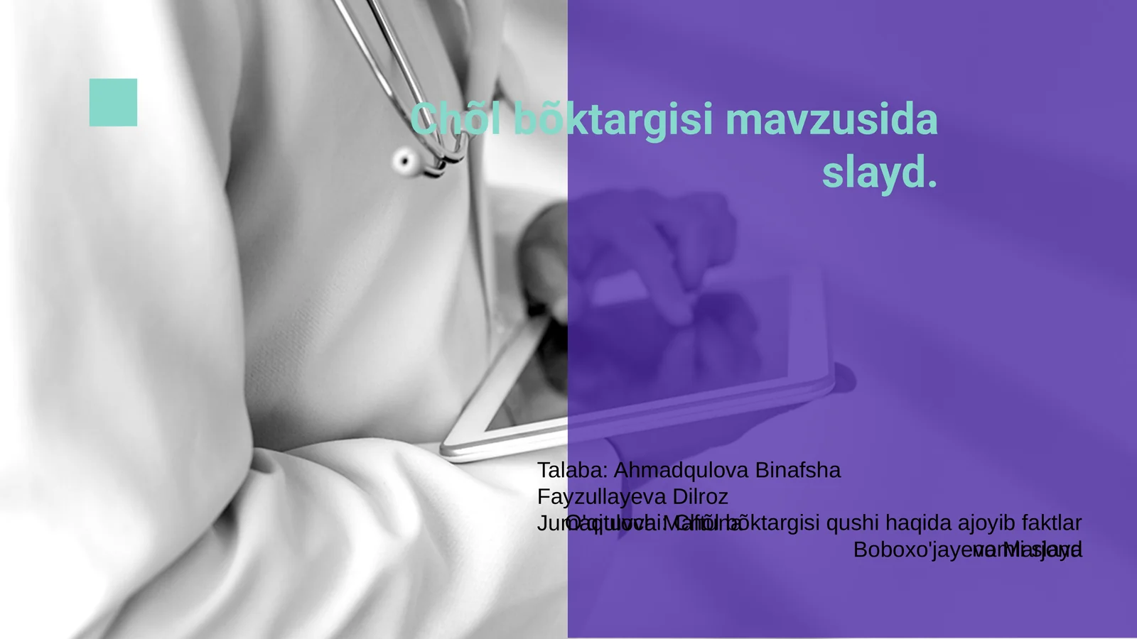 Chõl bõktargisi mavzusida slayd