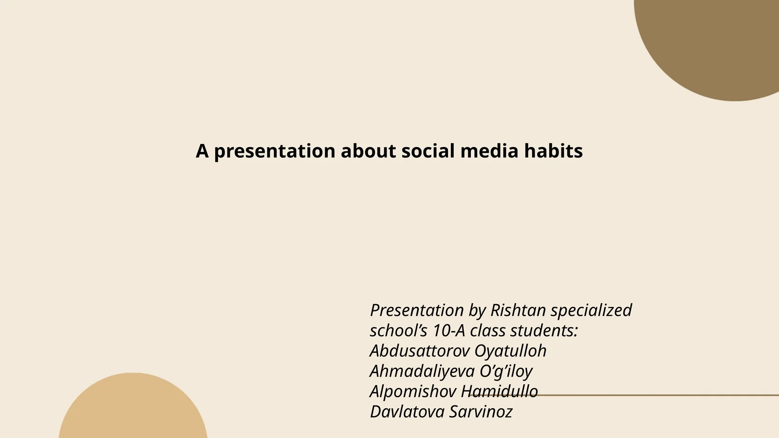 Presentation about social media habits